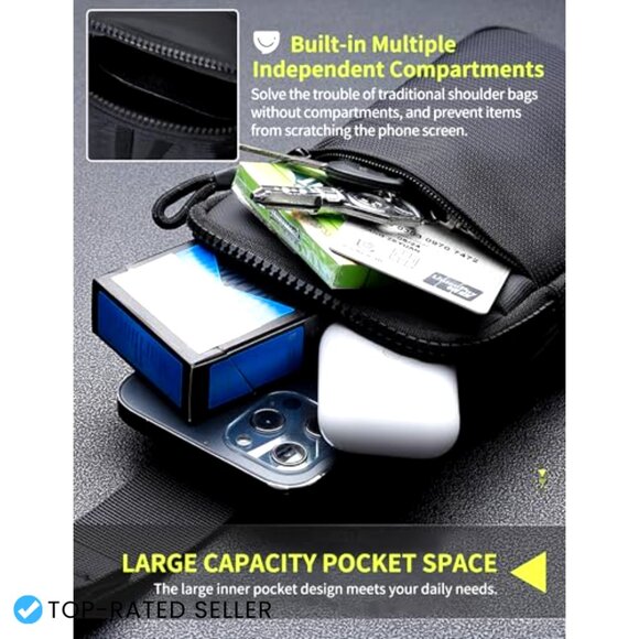 Mini Crossbody Sling Bag Water Resistant Dual Pocket Running Phone Holder - Picture 5 of 7